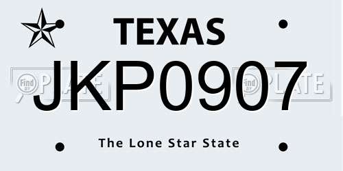 JKP0907 Texas License Plate