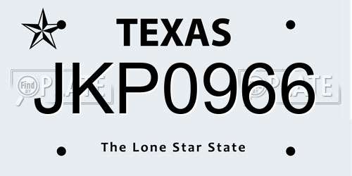 JKP0966 Texas License Plate
