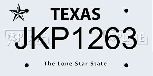 JKP1263 Texas License Plate