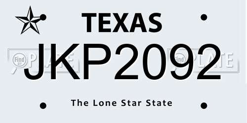 JKP2092 Texas License Plate