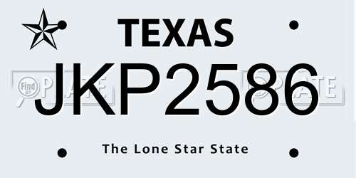 JKP2586 Texas License Plate