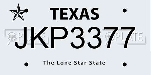 JKP3377 Texas License Plate