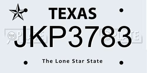 JKP3783 Texas License Plate