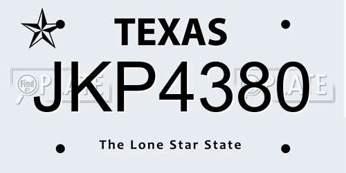 JKP4380 Texas License Plate