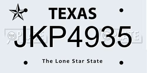 JKP4935 Texas License Plate