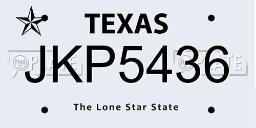 JKP5436 Texas License Plate