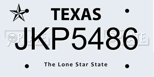 JKP5486 Texas License Plate