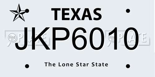 JKP6010 Texas License Plate