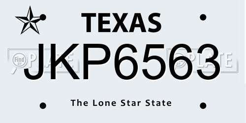 JKP6563 Texas License Plate