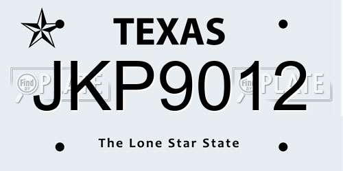 JKP9012 Texas License Plate