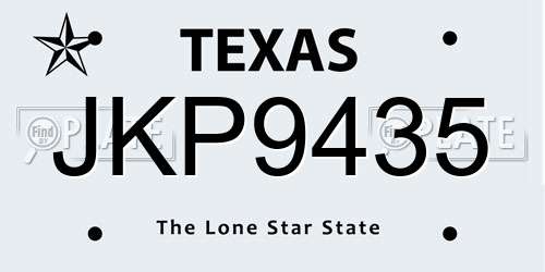 JKP9435 Texas License Plate