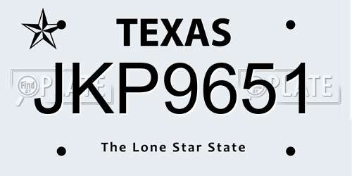 JKP9651 Texas License Plate