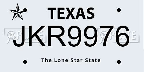 JKR9976 Texas License Plate