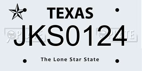 JKS0124 Texas License Plate