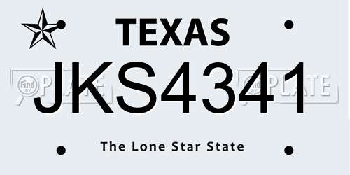 JKS4341 Texas License Plate