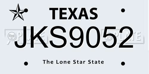 JKS9052 Texas License Plate