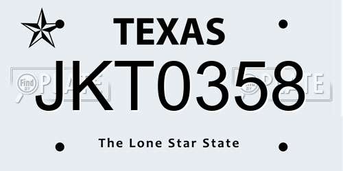 JKT0358 Texas License Plate