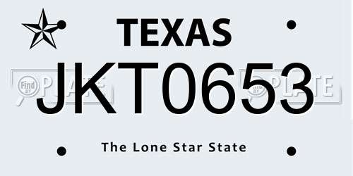 JKT0653 Texas License Plate