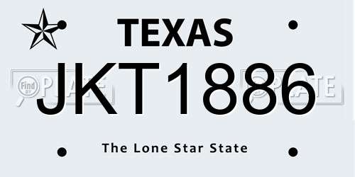 JKT1886 Texas License Plate