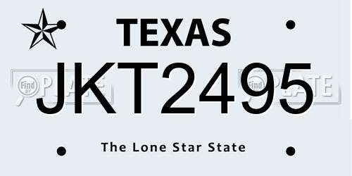 JKT2495 Texas License Plate