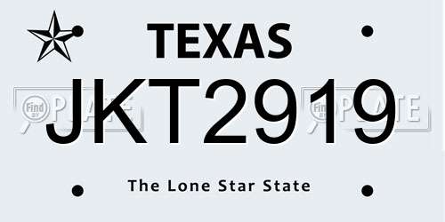 JKT2919 Texas License Plate