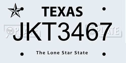 JKT3467 Texas License Plate