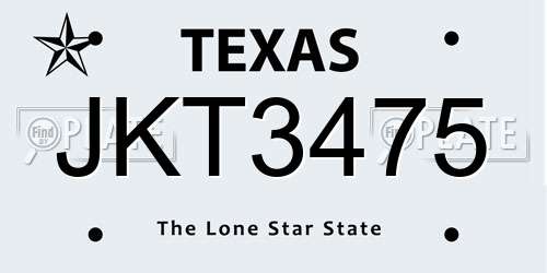 JKT3475 Texas License Plate