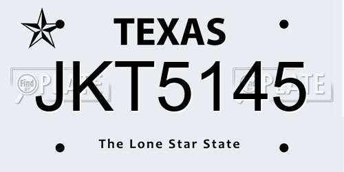 JKT5145 Texas License Plate