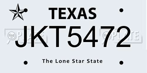 JKT5472 Texas License Plate