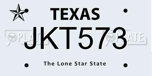 JKT573 Texas License Plate