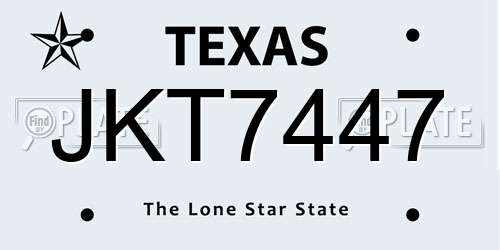 JKT7447 Texas License Plate