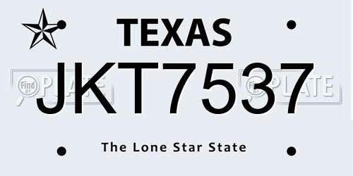 JKT7537 Texas License Plate