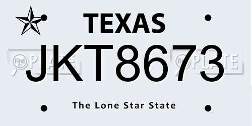 JKT8673 Texas License Plate