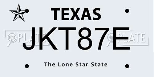 JKT87E Texas License Plate