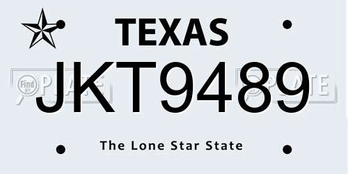 JKT9489 Texas License Plate