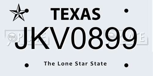 JKV0899 Texas License Plate