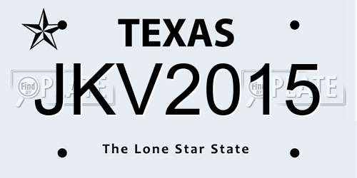 JKV2015 Texas License Plate