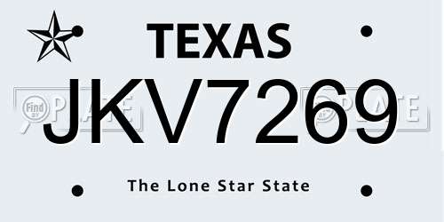 JKV7269 Texas License Plate