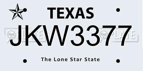 JKW3377 Texas License Plate