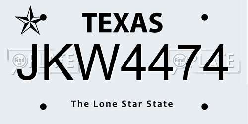 JKW4474 Texas License Plate