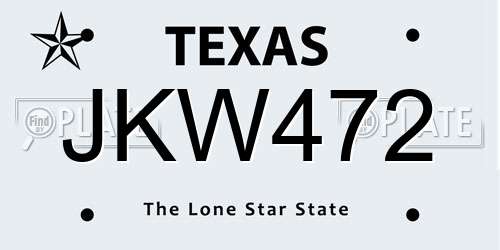 JKW472 Texas License Plate