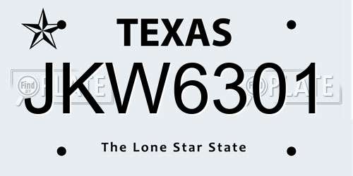 JKW6301 Texas License Plate