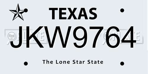 JKW9764 Texas License Plate