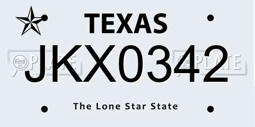 JKX0342 Texas License Plate