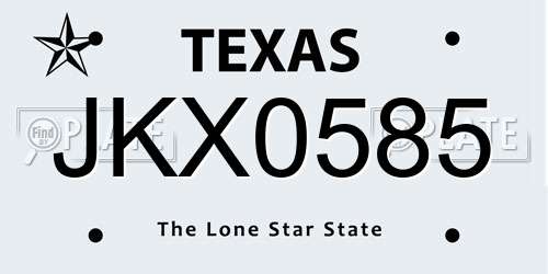 JKX0585 Texas License Plate