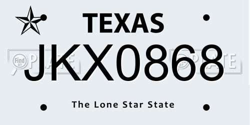 JKX0868 Texas License Plate