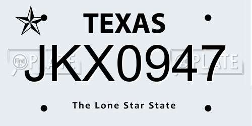 JKX0947 Texas License Plate
