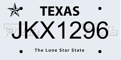 JKX1296 Texas License Plate
