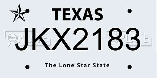 JKX2183 Texas License Plate
