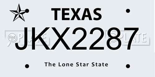 JKX2287 Texas License Plate